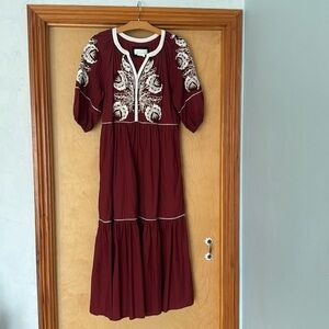 Anthro embroidered dress